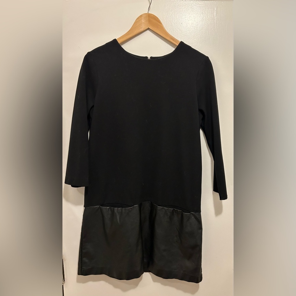 Lumiere Womens Faux Leather Long Sleeve Dress With Pockets Size Large
